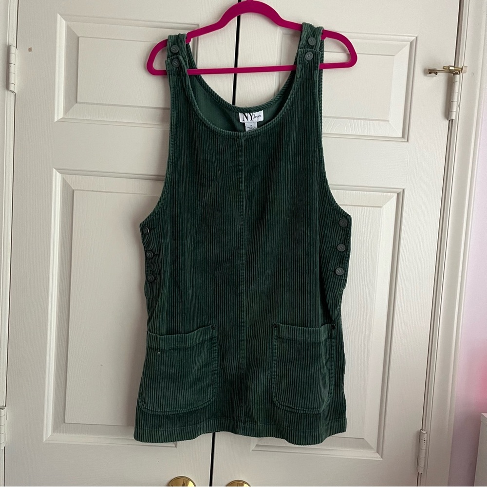 NY Jeans Dark Green Corduroy Dress Size M